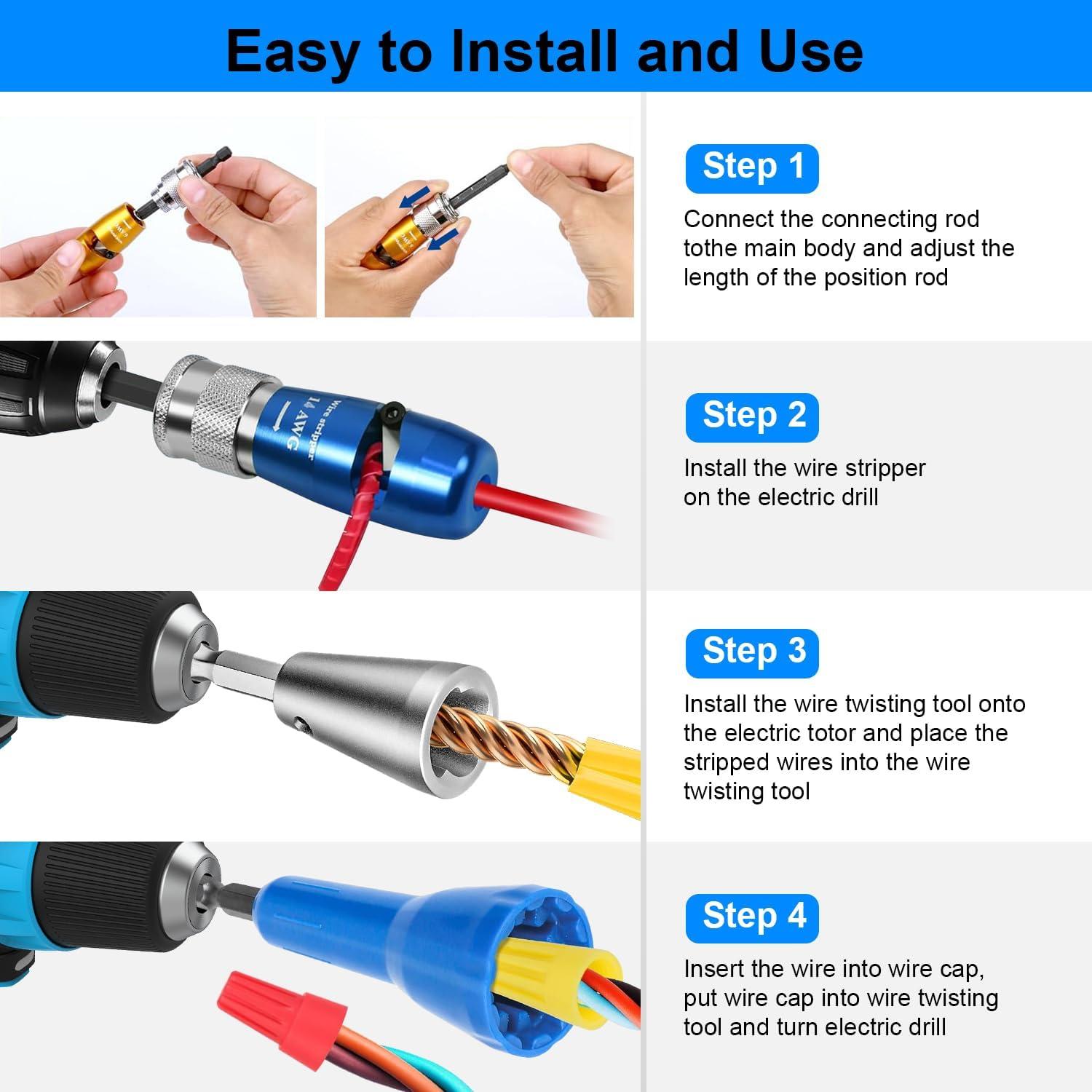 Kit de Pelacables 9 en 1 KervGia para Taladro - Calibre 6 a 14
