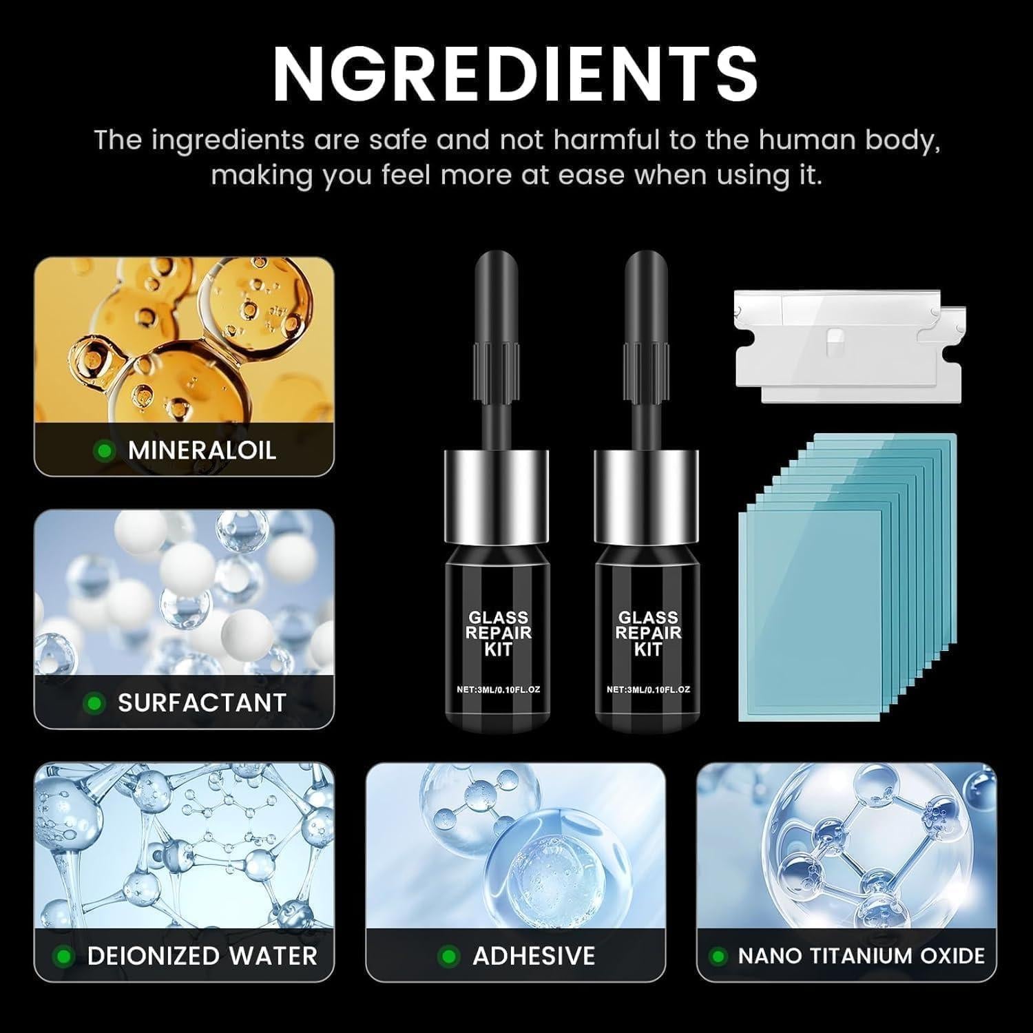 Kit de Reparación de Grietas en Parabrisas DOBYONE 2 Botellas