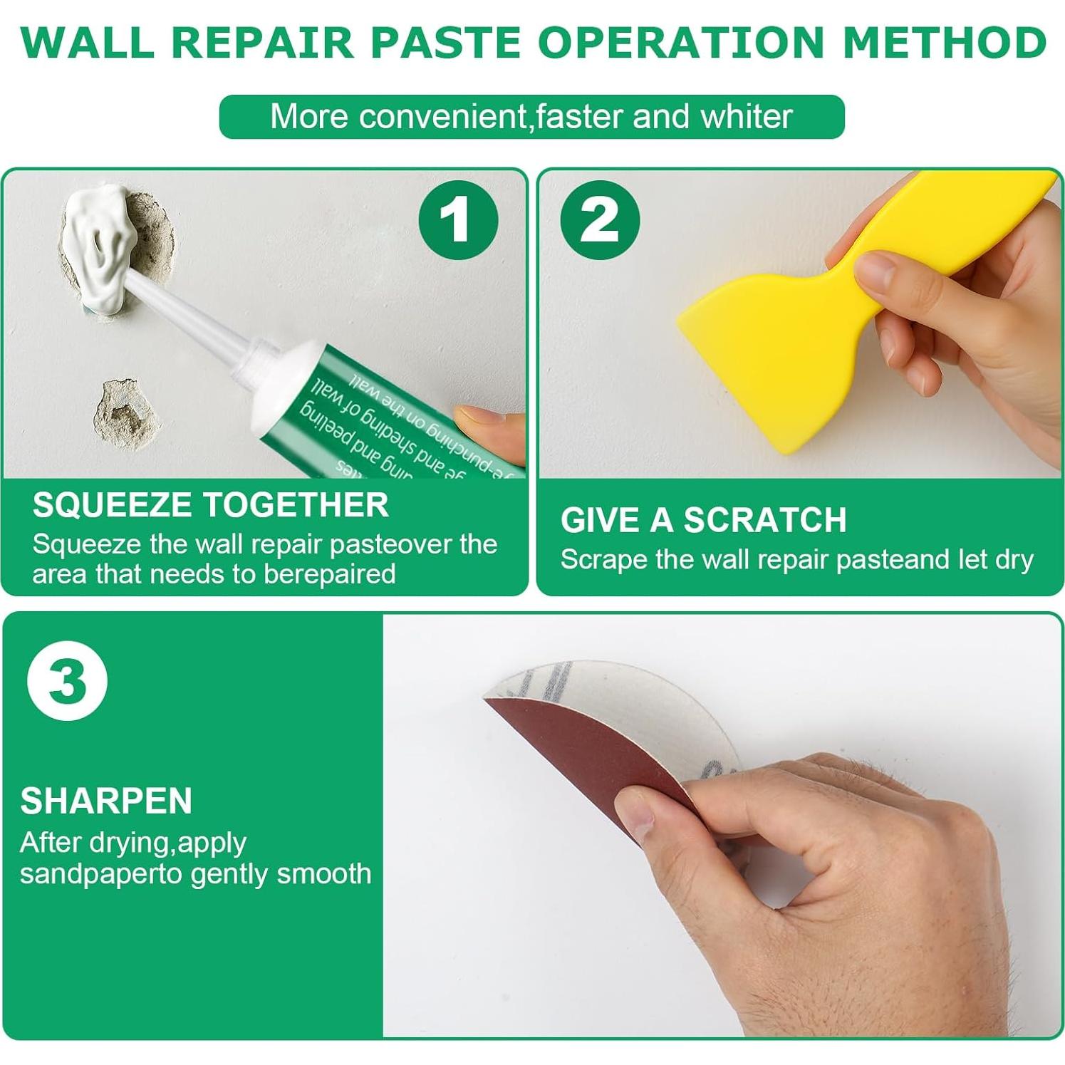 Kit de Reparación de Paredes GASRONS - 3 Paquetes 100g Masilla