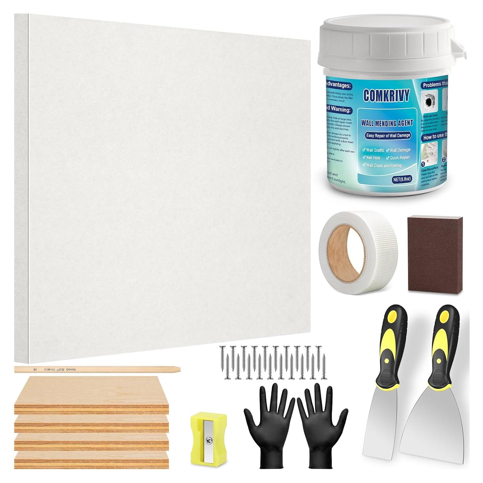 Kit de Reparación de Drywall Comkrivy 30.48cm 33-en-1 con Masilla