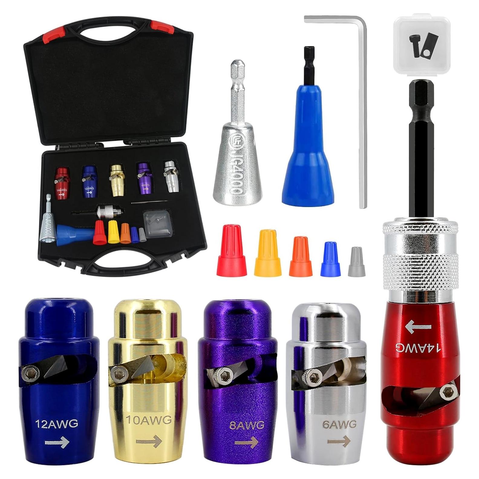 Destripador de Cables para Taladro Genérico 6-14 AWG con 25 Tuercas