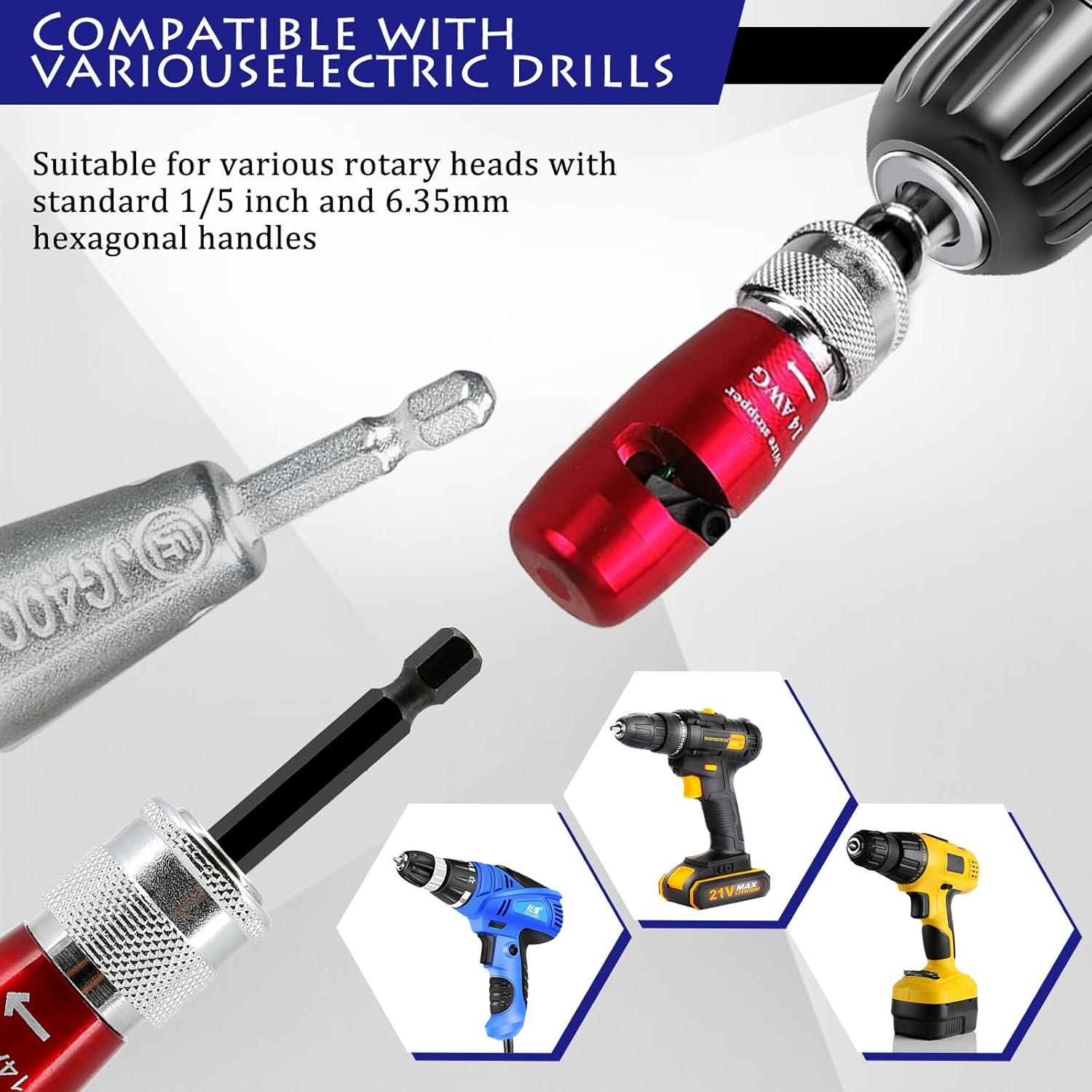 Destripador de Cables para Taladro Genérico 6-14 AWG con 25 Tuercas