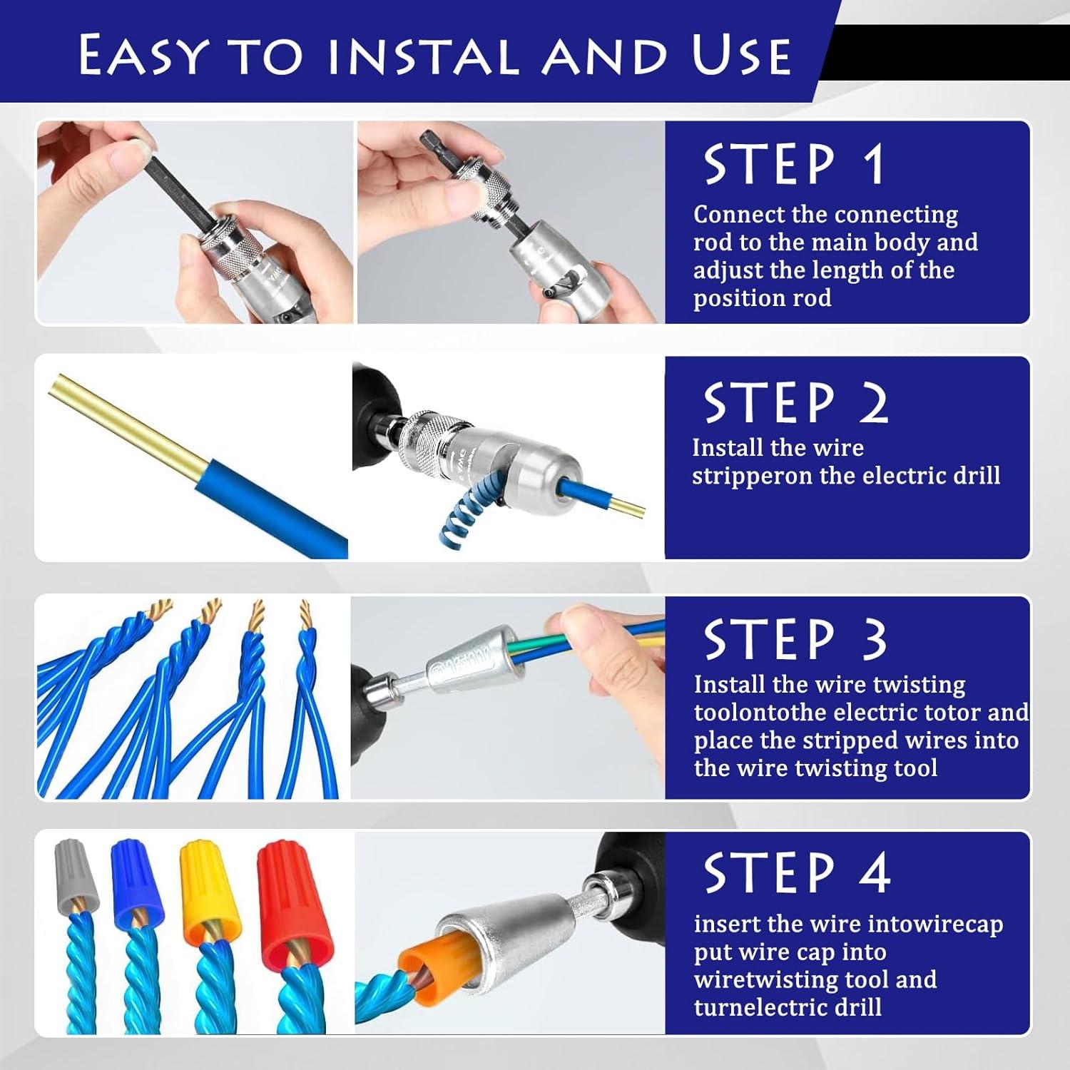 Destripador de Cables para Taladro Genérico 6-14 AWG con 25 Tuercas
