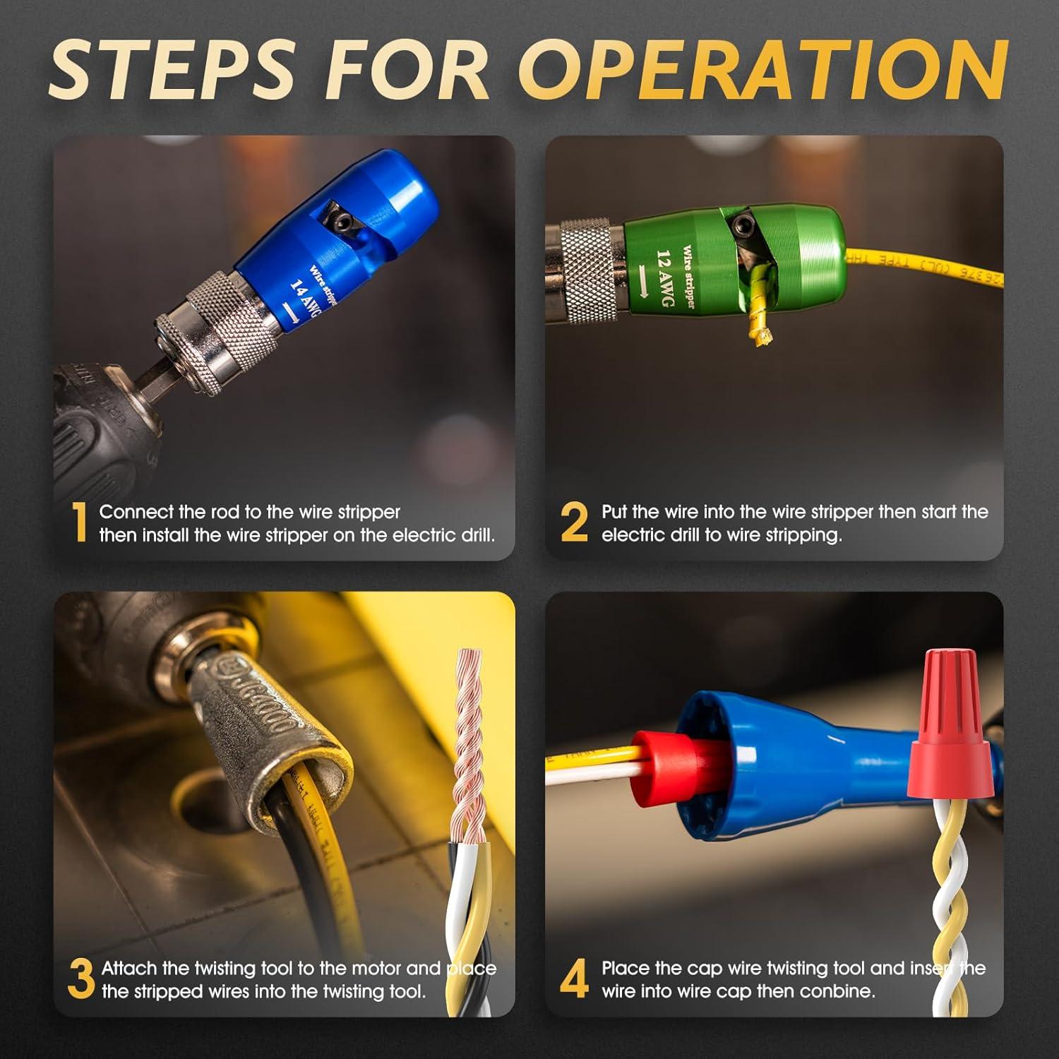 Pelacables para Taladro TOOLIOM 14-12-10-8 AWG Ajustable