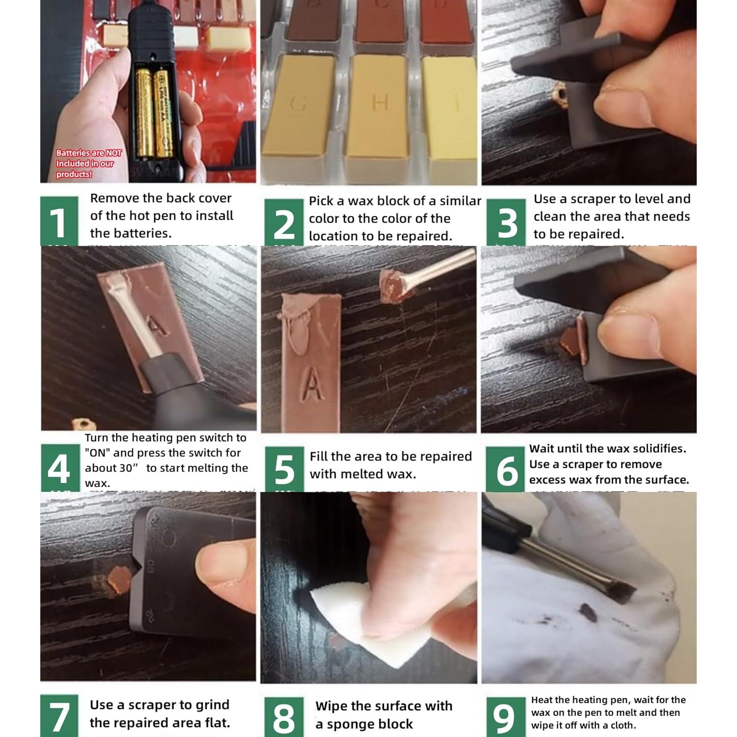 Kit de Reparación de Suelos de Madera Farady con 11 Ceras