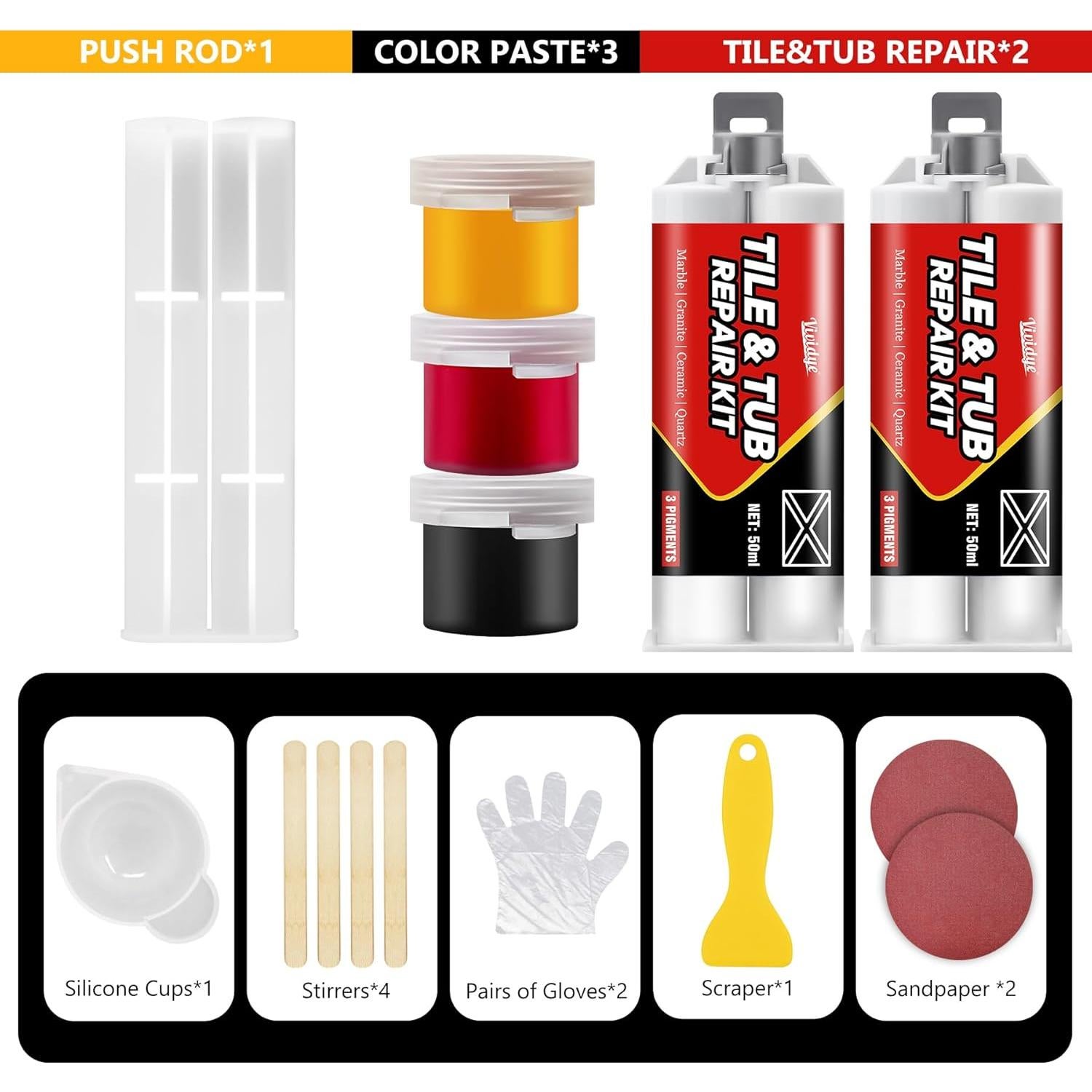 Kit de Reparación de Azulejos Vividye 100ml - Cerámica y Porcelana