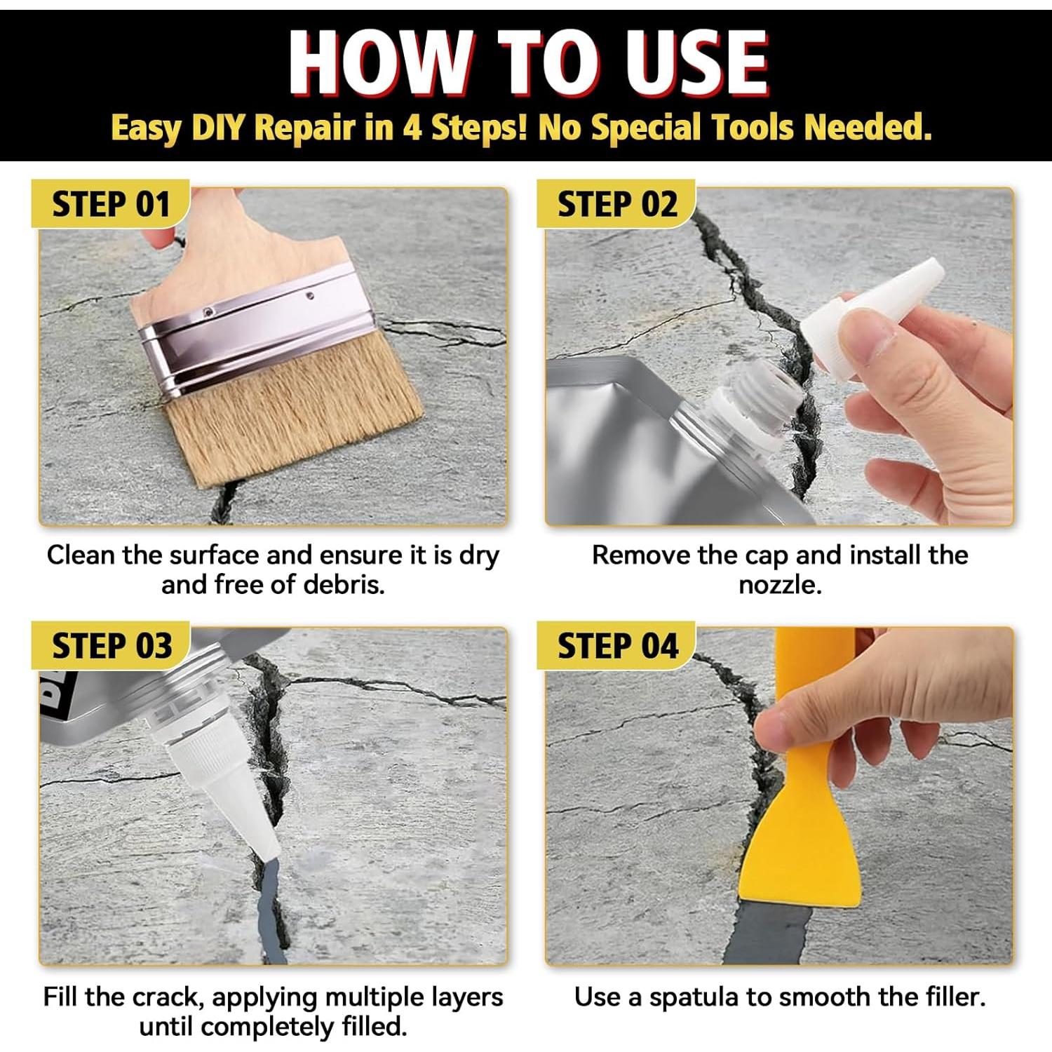 Rellenador de Grietas de Concreto Erigathe 520ml Autonivelante