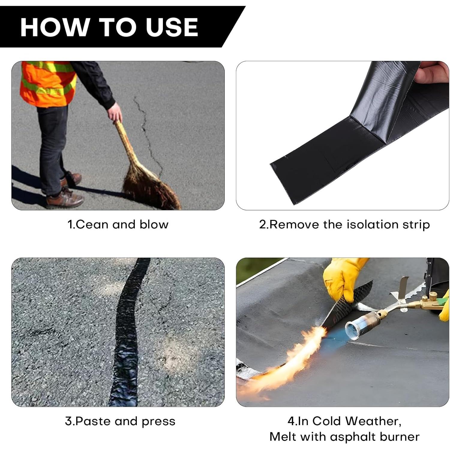 Cinta Autoadhesiva para Grietas de Asfalto Boshen 2in x 10.06m