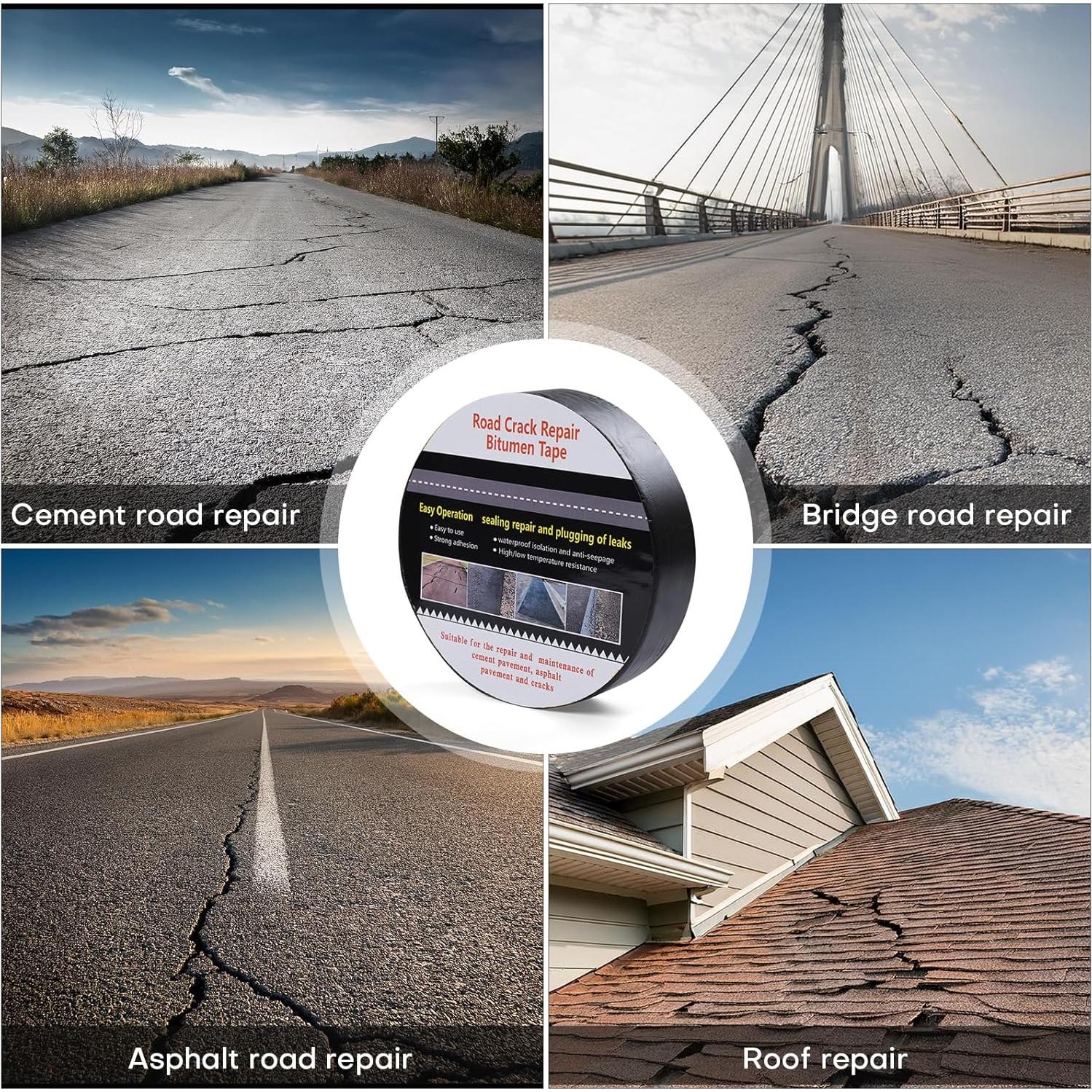 Cinta Autoadhesiva para Grietas de Asfalto Boshen 2in x 10.06m