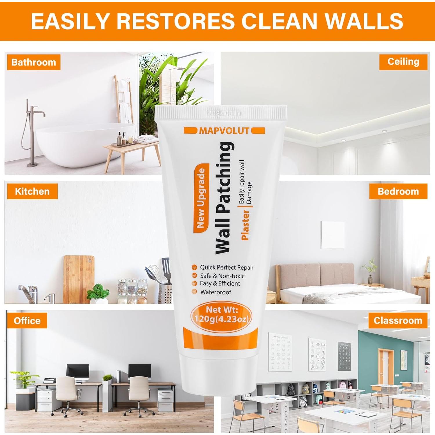 Kit de Reparación de Paredes MAPVOLUT 2x120g Masilla y Raspadores