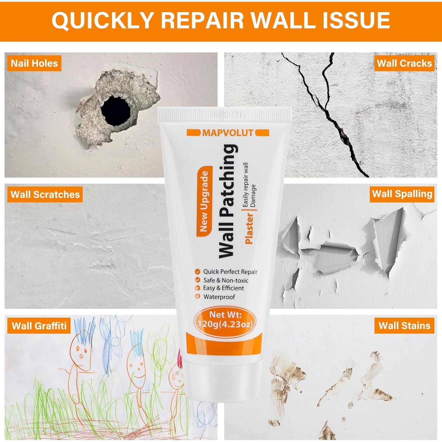 Kit de Reparación de Paredes MAPVOLUT 2x120g Masilla y Raspadores