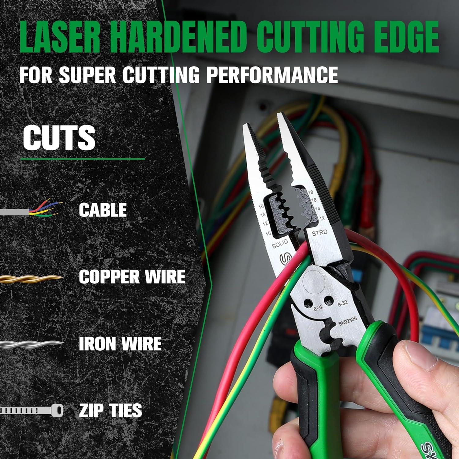 Alicate de Punta Larga Multiuso SK 20.3 cm 7 en 1 Ergonómico