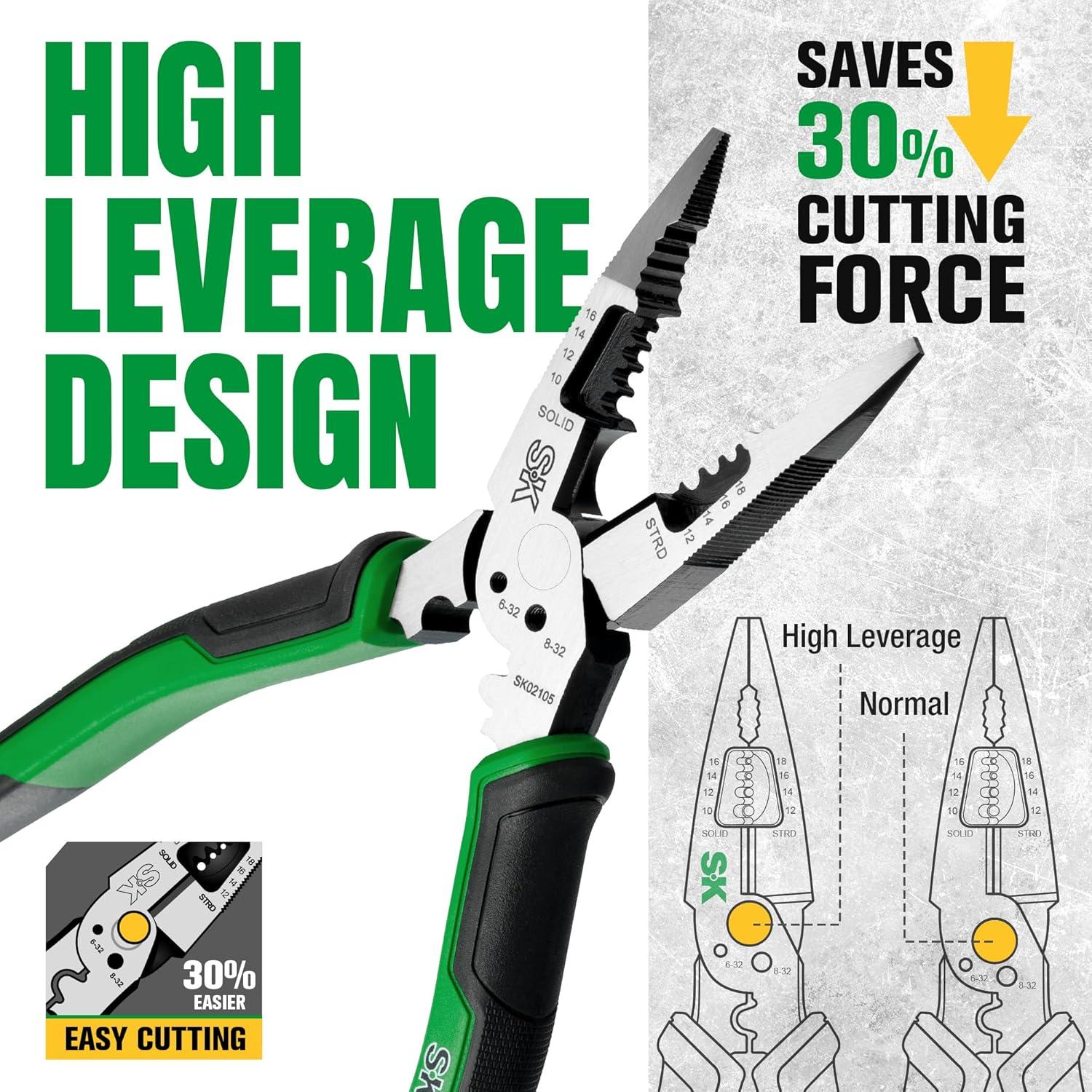 Alicate de Punta Larga Multiuso SK 20.3 cm 7 en 1 Ergonómico