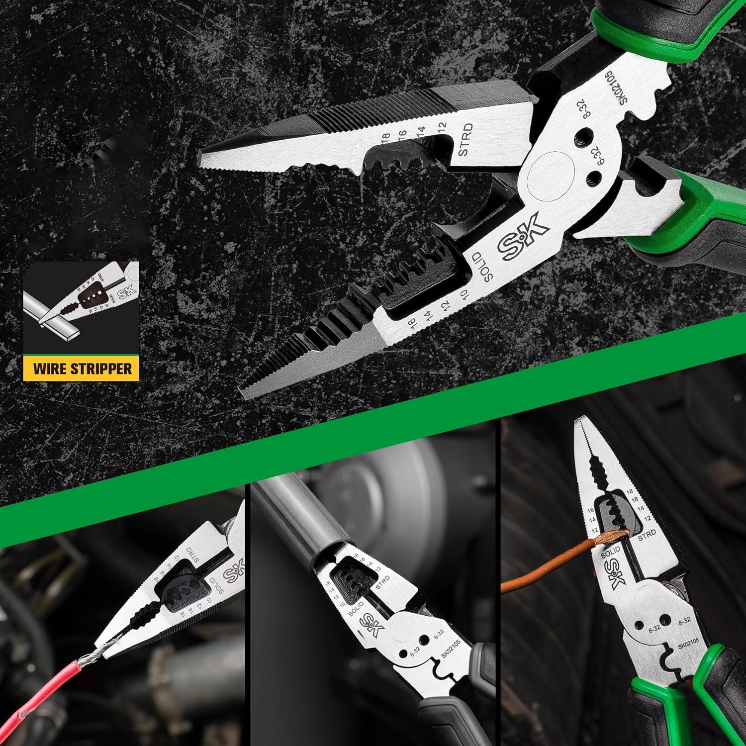 Alicate de Punta Larga Multiuso SK 20.3 cm 7 en 1 Ergonómico