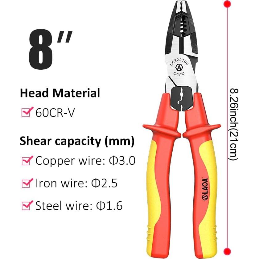 Alicates Multifuncionales Aislados LAOA 1000V 340g