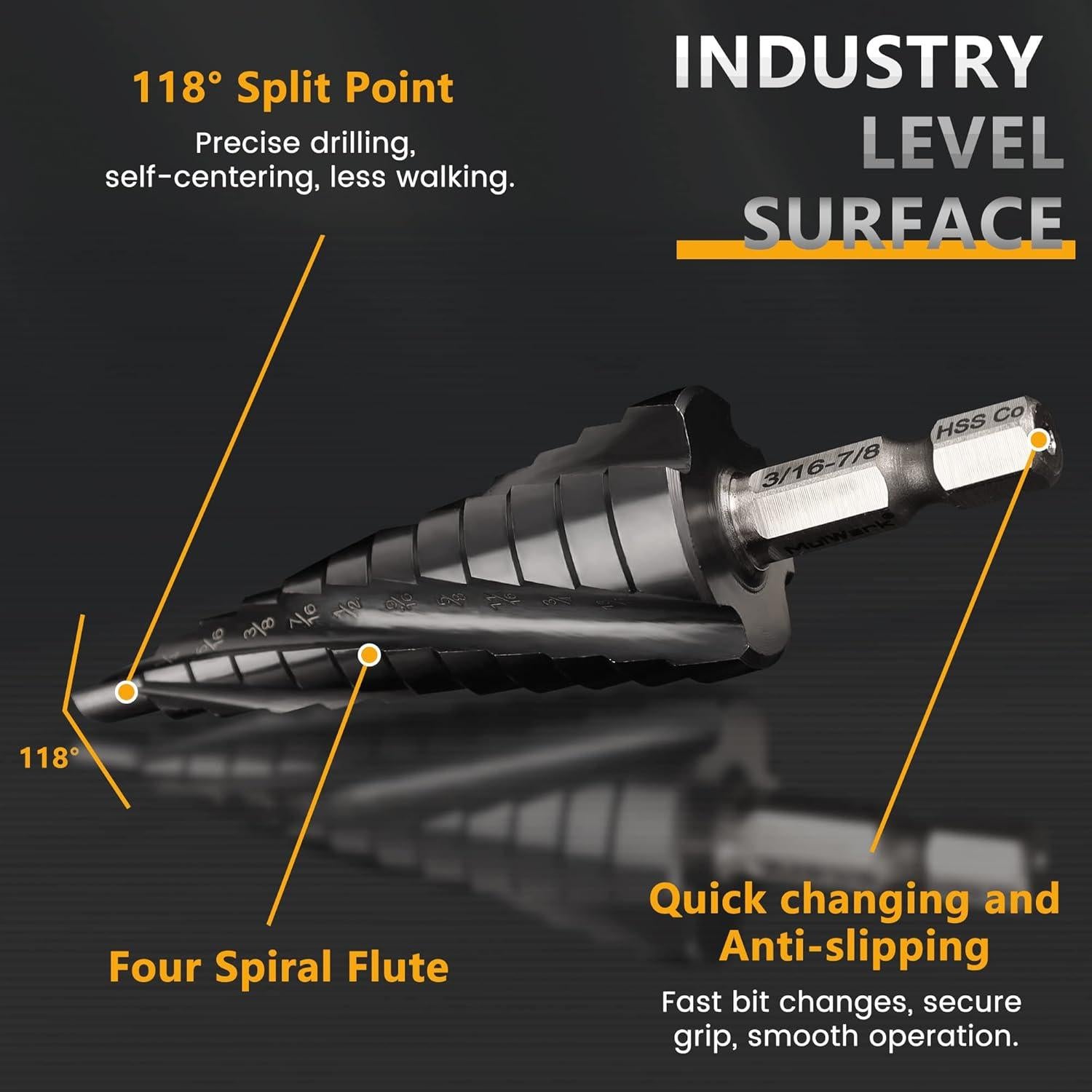 Juego de Brocas de Escalón Cobalto MulWark M35 3PCS 1-22mm