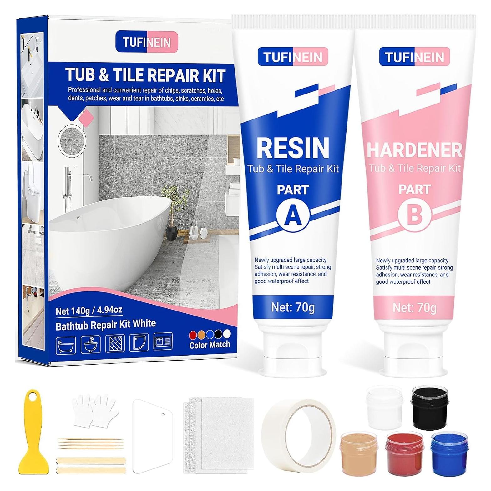 Kit de Reparación de Baño TUFINEIN 140ml Blanco Cerámica