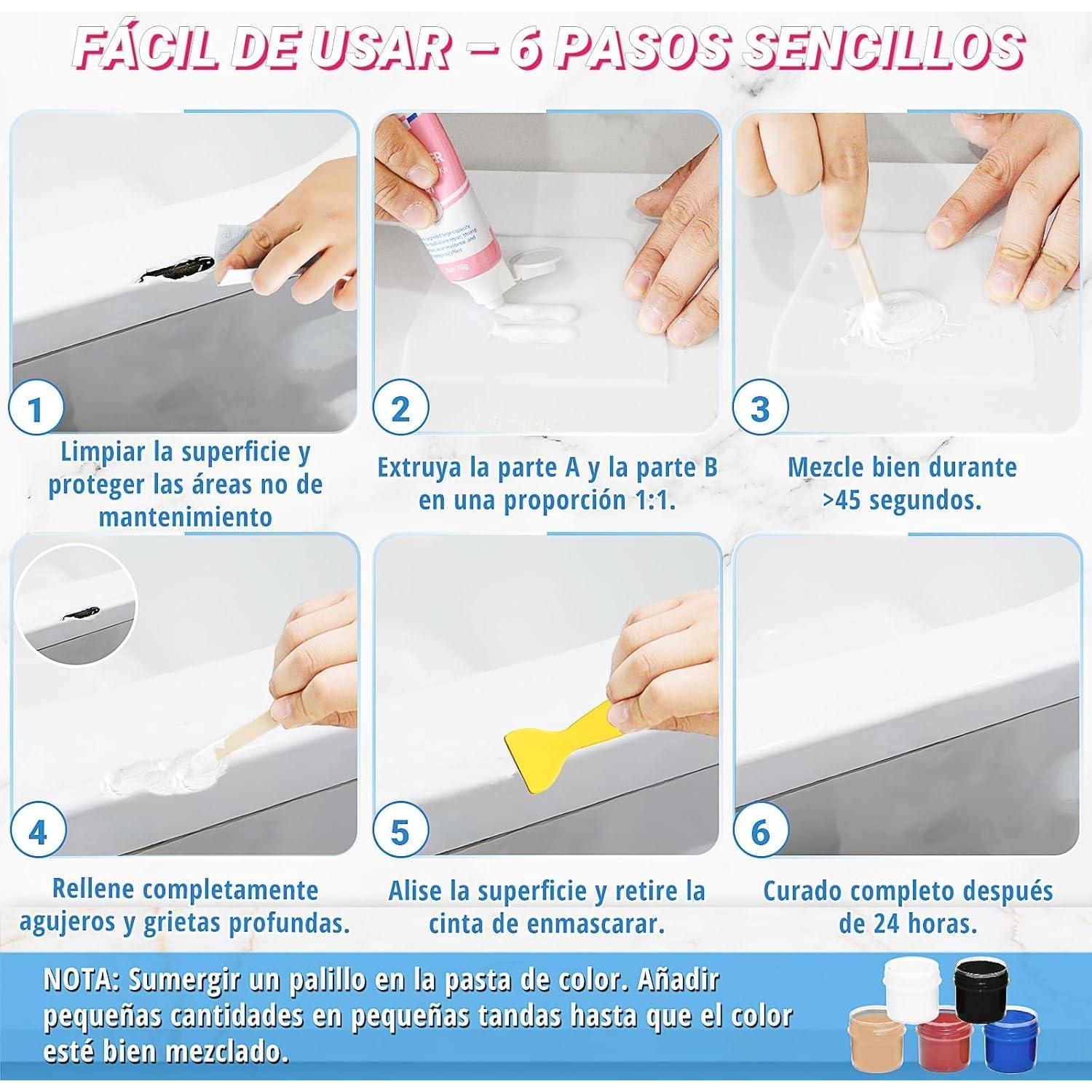 Kit de Reparación de Baño TUFINEIN 140ml Blanco Cerámica