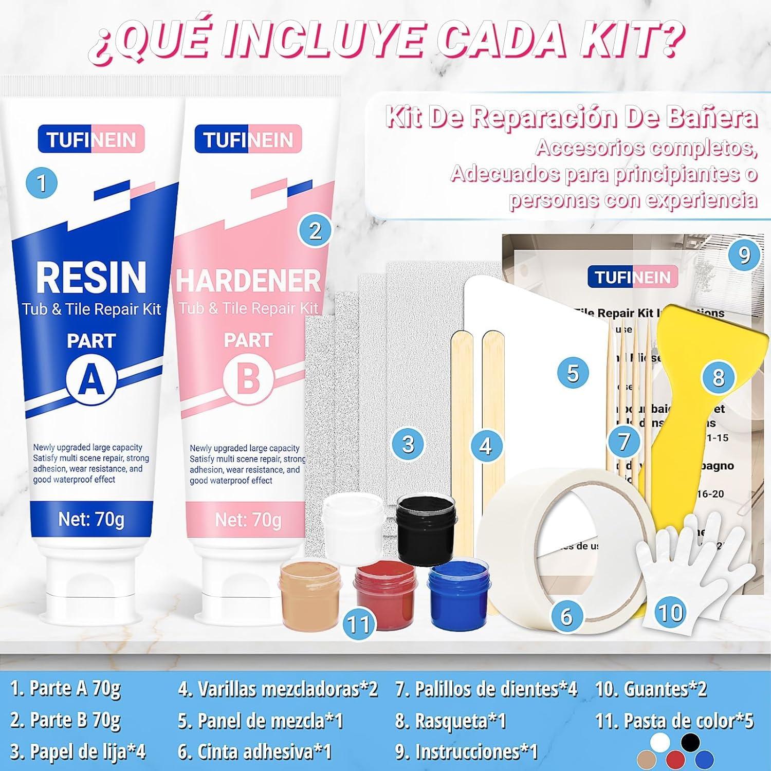 Kit de Reparación de Baño TUFINEIN 140ml Blanco Cerámica