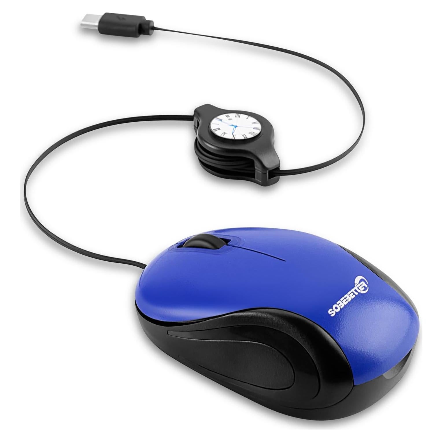 Ratón Mini USB C HXMJ Retráctil 1600 DPI Azul