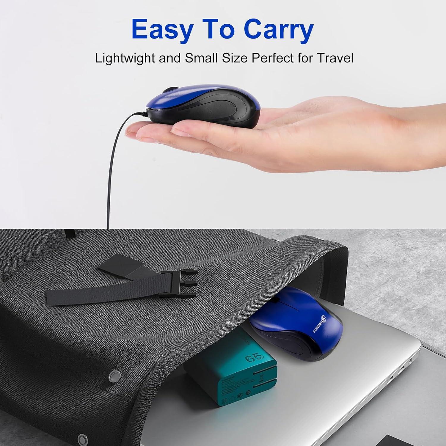 Ratón Mini USB C HXMJ Retráctil 1600 DPI Azul