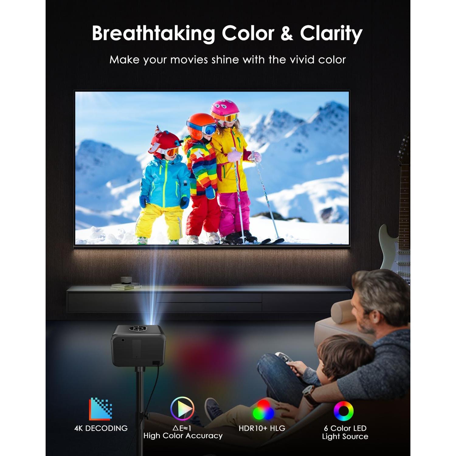 Proyector 4K ZCGIOBN A6 Inteligente con WiFi y Bluetooth