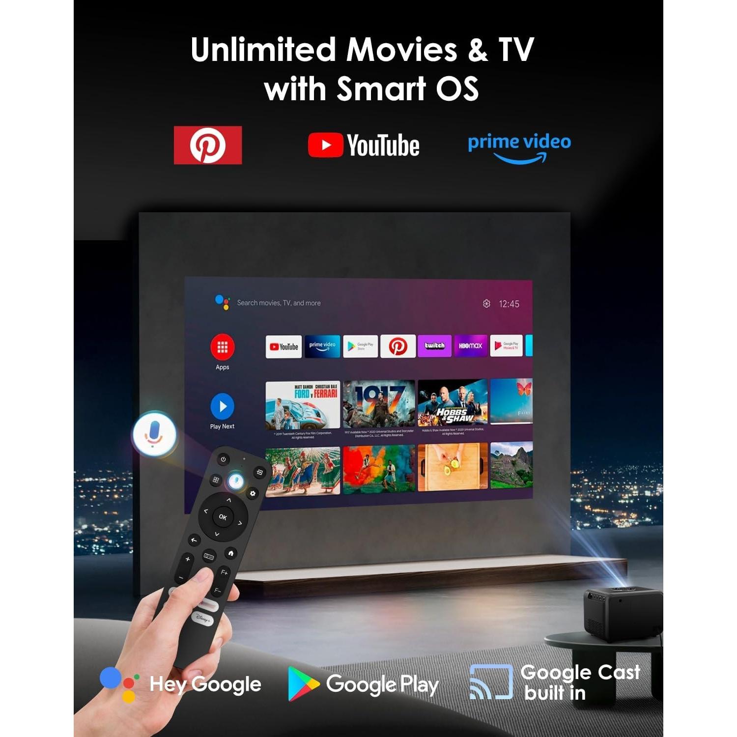 Proyector 4K ZCGIOBN A6 Inteligente con WiFi y Bluetooth