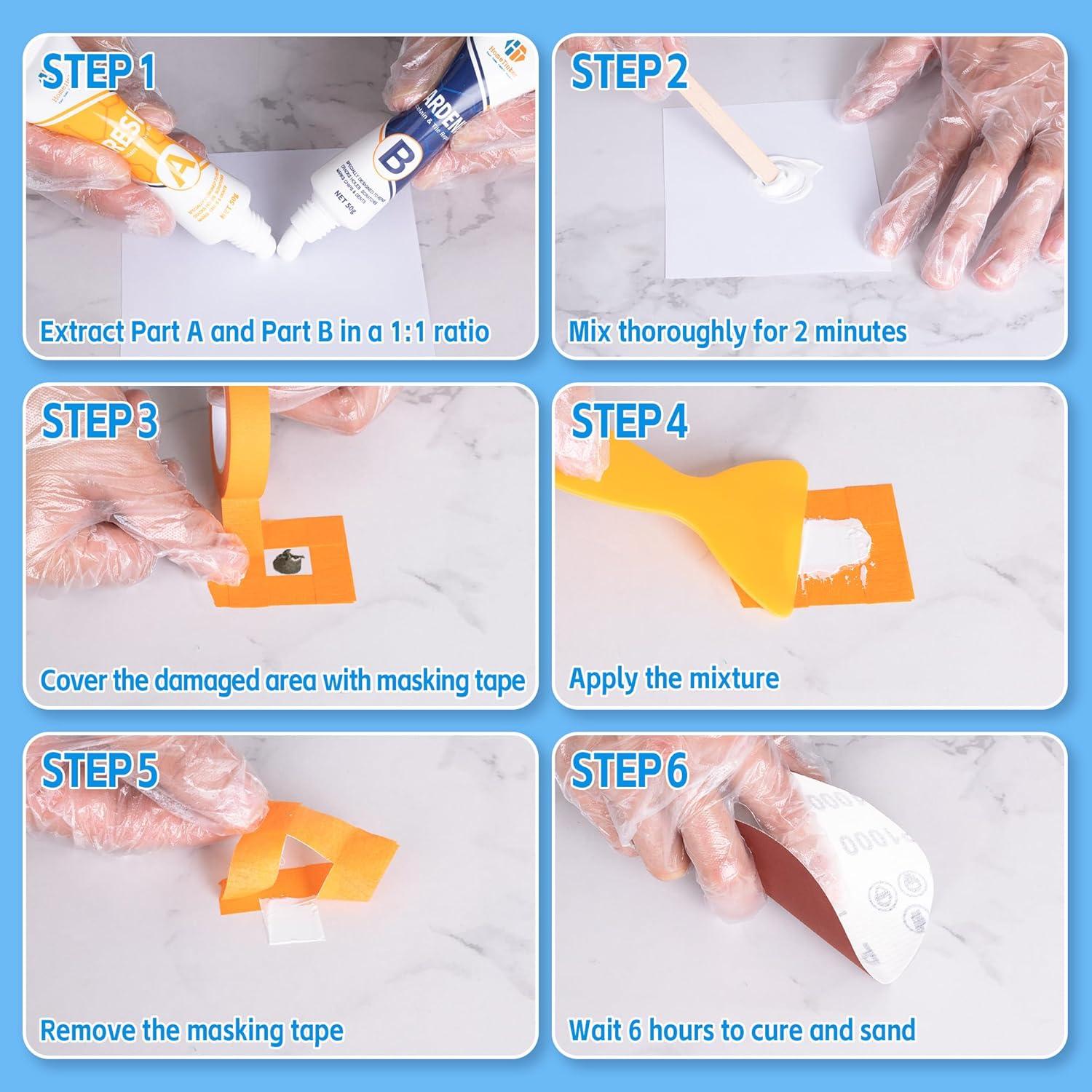 Kit de Reparación de Porcelana y Acrílico Hometinker 181g