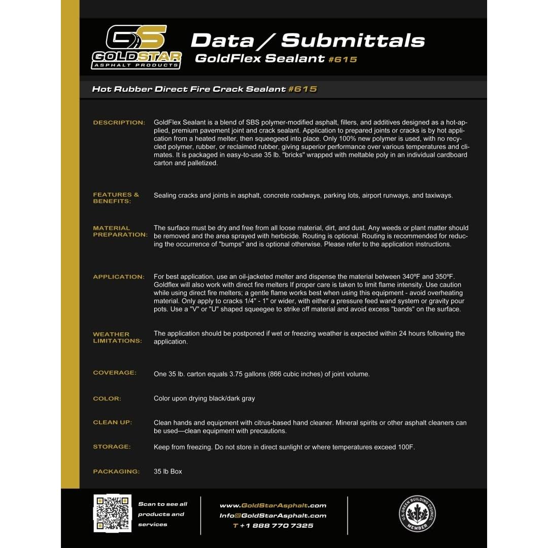 Sellador de Grietas de Asfalto GoldStar 615 - 15.88 kg