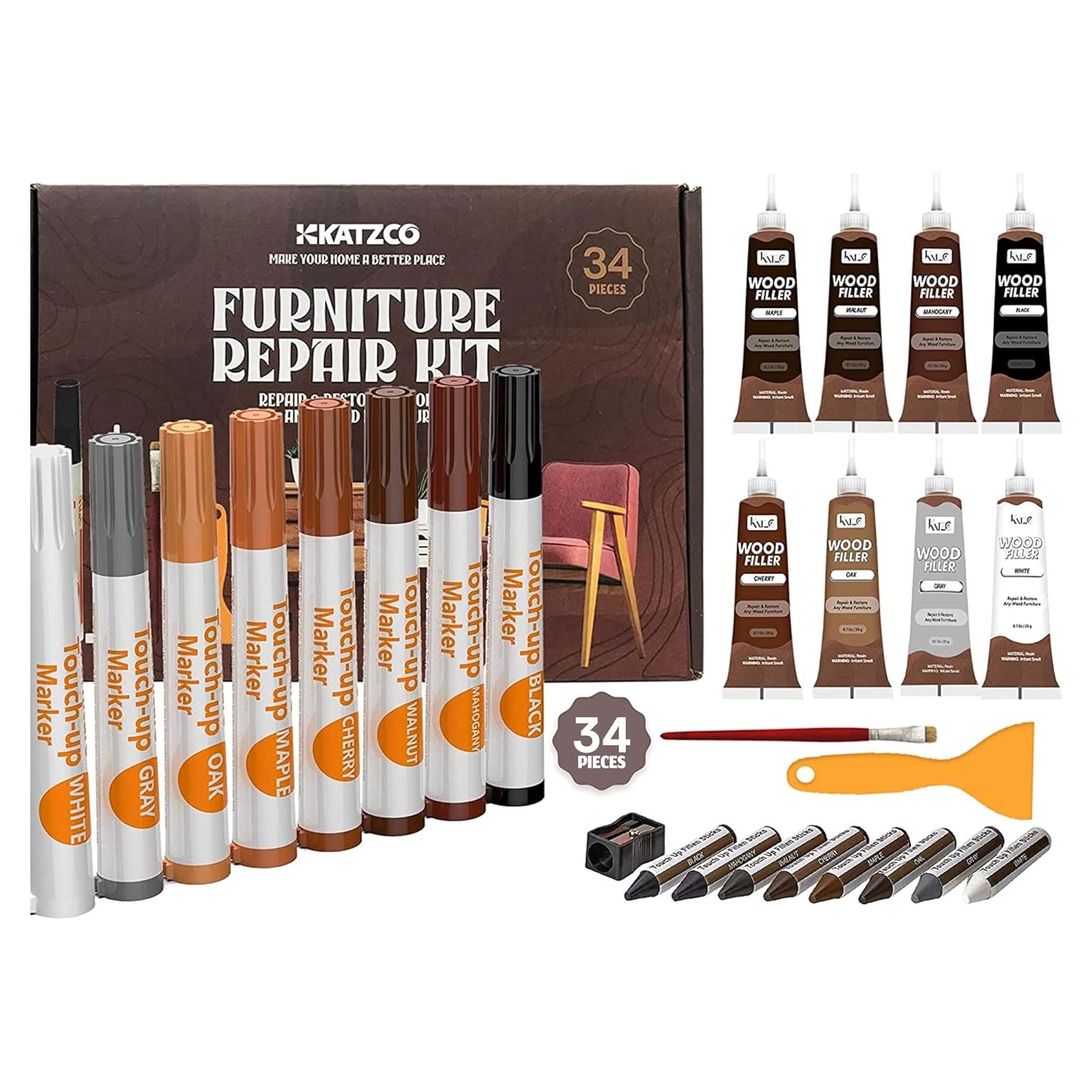 Katzco Set de 34 Marcadores de Madera para Reparación de Muebles