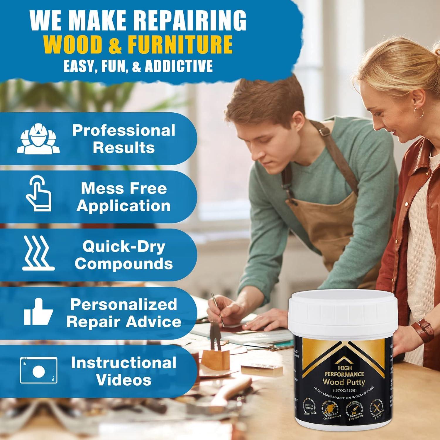 Masilla para Madera Negra Deuvuo 280g - Relleno Pintable y Lijable