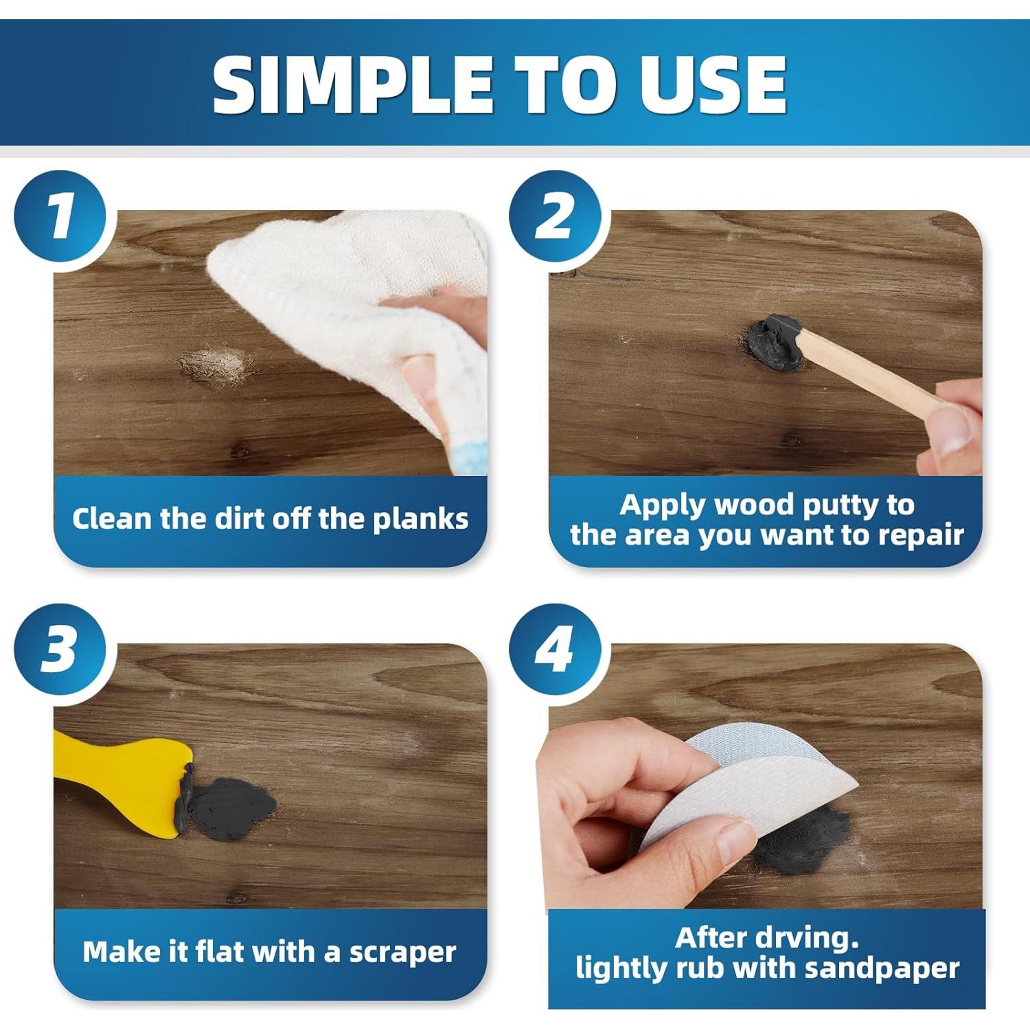 Masilla para Madera Negra Deuvuo 280g - Relleno Pintable y Lijable