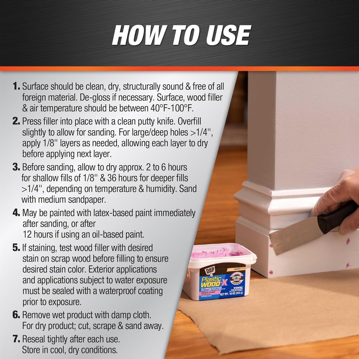 Relleno de Madera Plástica DAP-X DryDex 8 Oz Natural