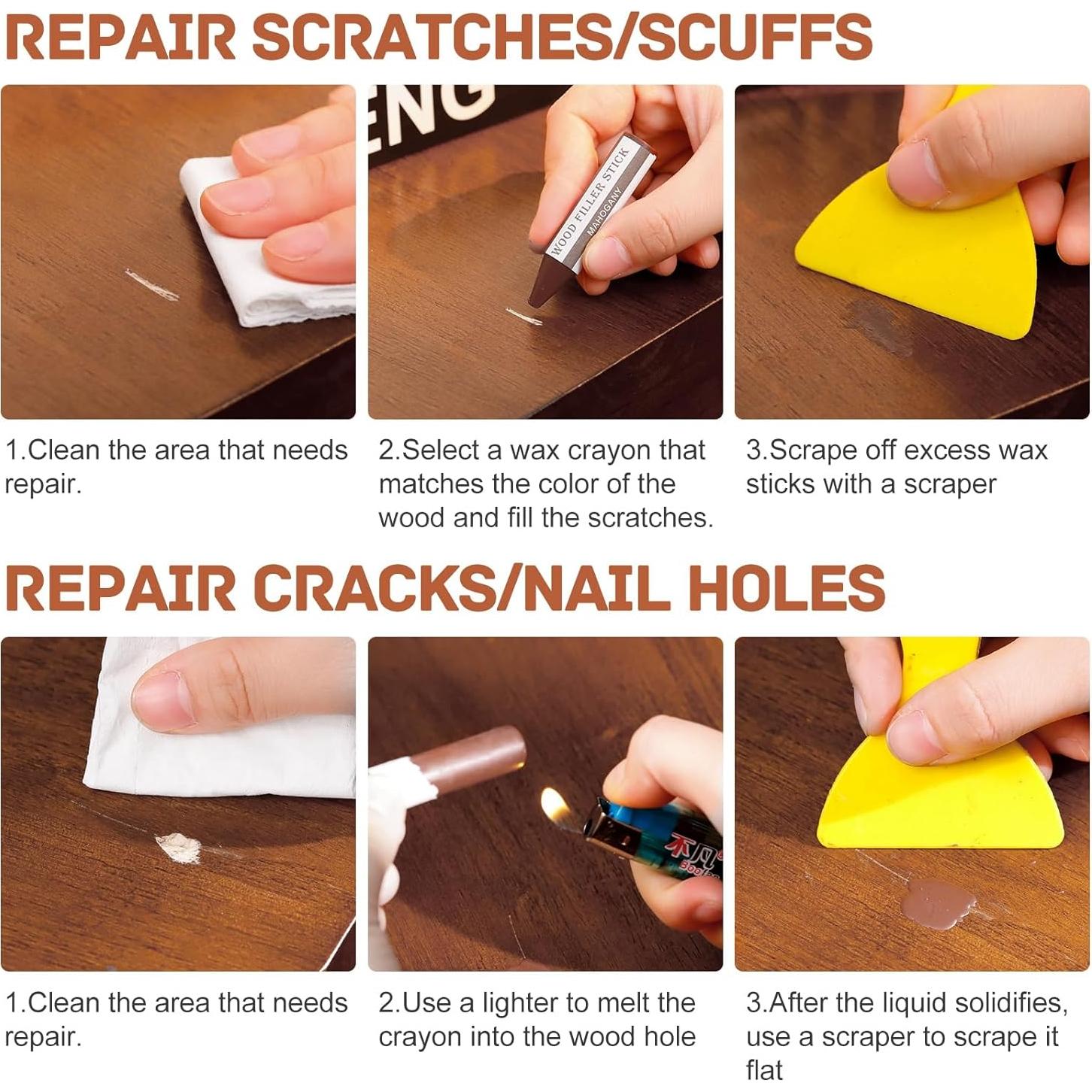 DEWEL Kit de Reparación de Madera - 18 Palos de Cera de Colores