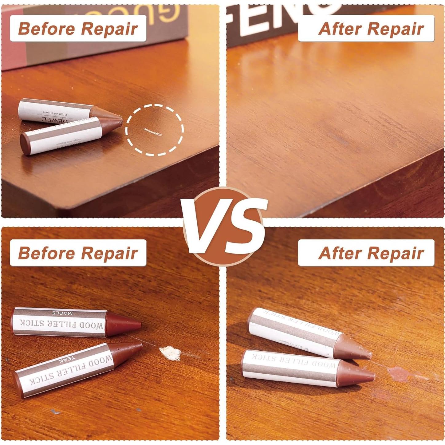 DEWEL Kit de Reparación de Madera - 18 Palos de Cera de Colores