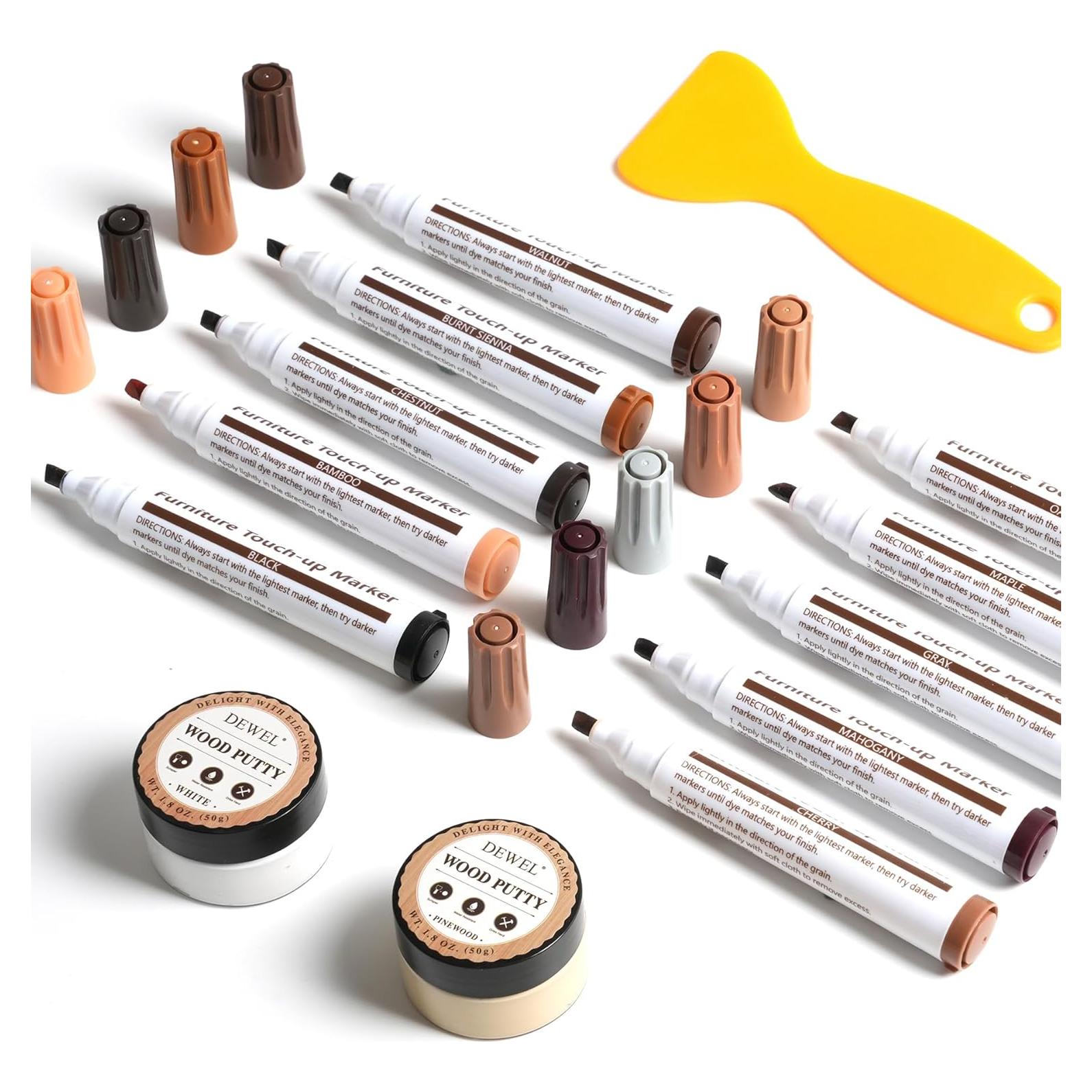 Kit de Reparación de Madera DEWEL 10 Marcadores y 2 Masillas