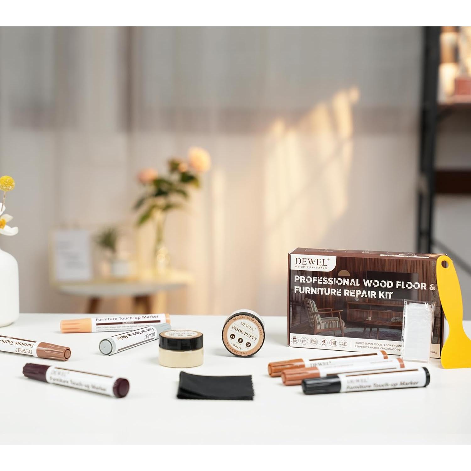 Kit de Reparación de Madera DEWEL 10 Marcadores y 2 Masillas