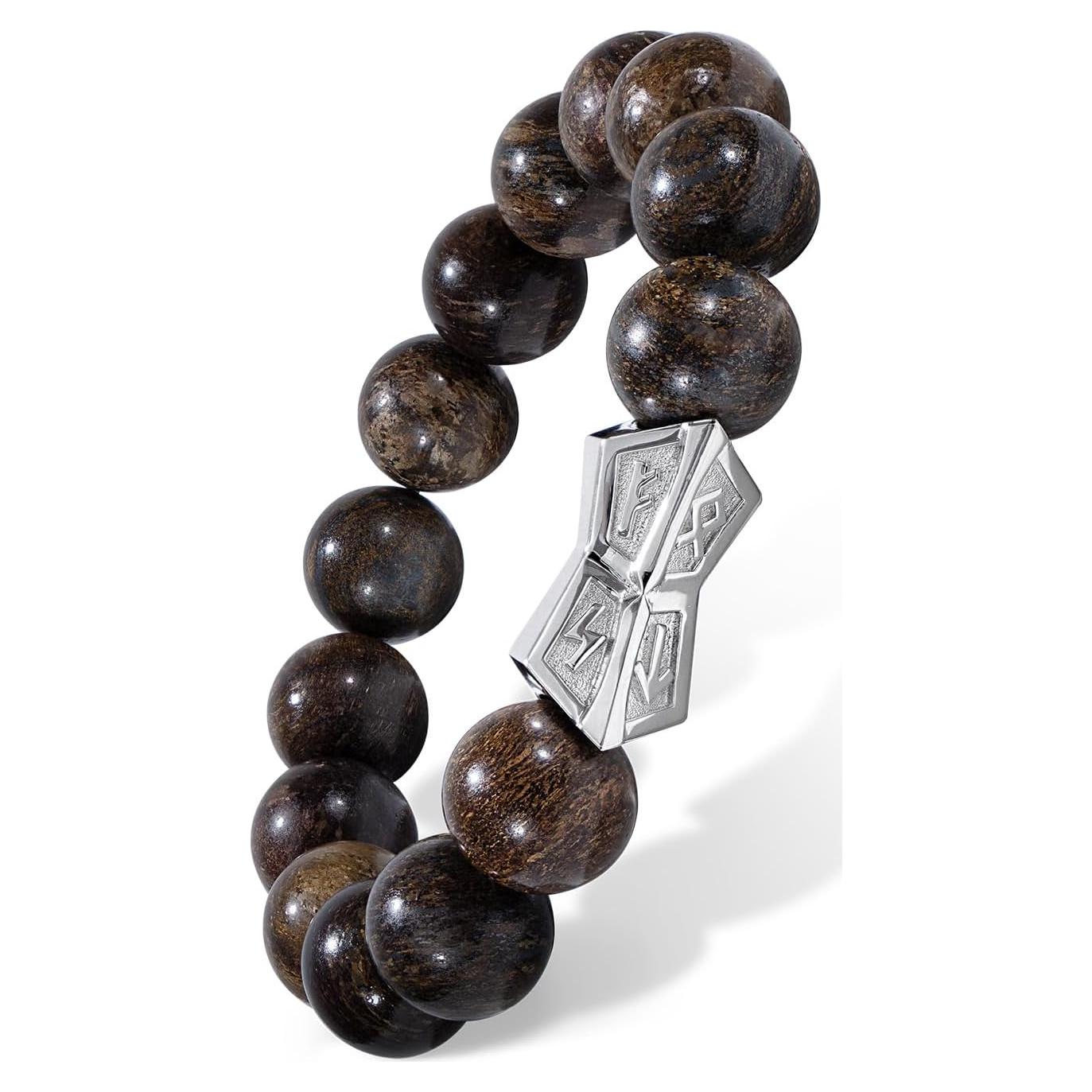 Pulsera de cuentas para hombres AWNL con runas en plata esterlina