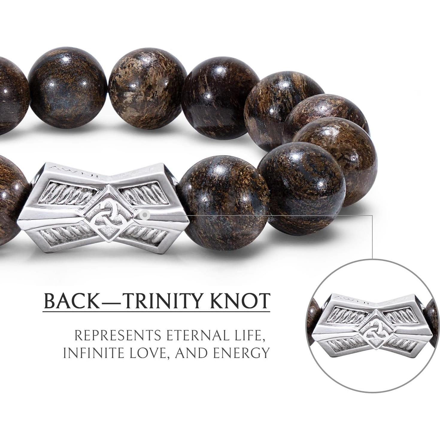 Pulsera de cuentas para hombres AWNL con runas en plata esterlina