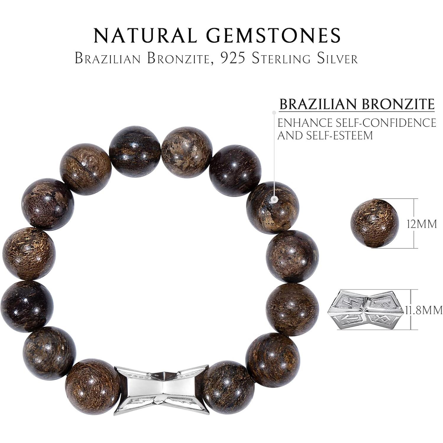 Pulsera de cuentas para hombres AWNL con runas en plata esterlina