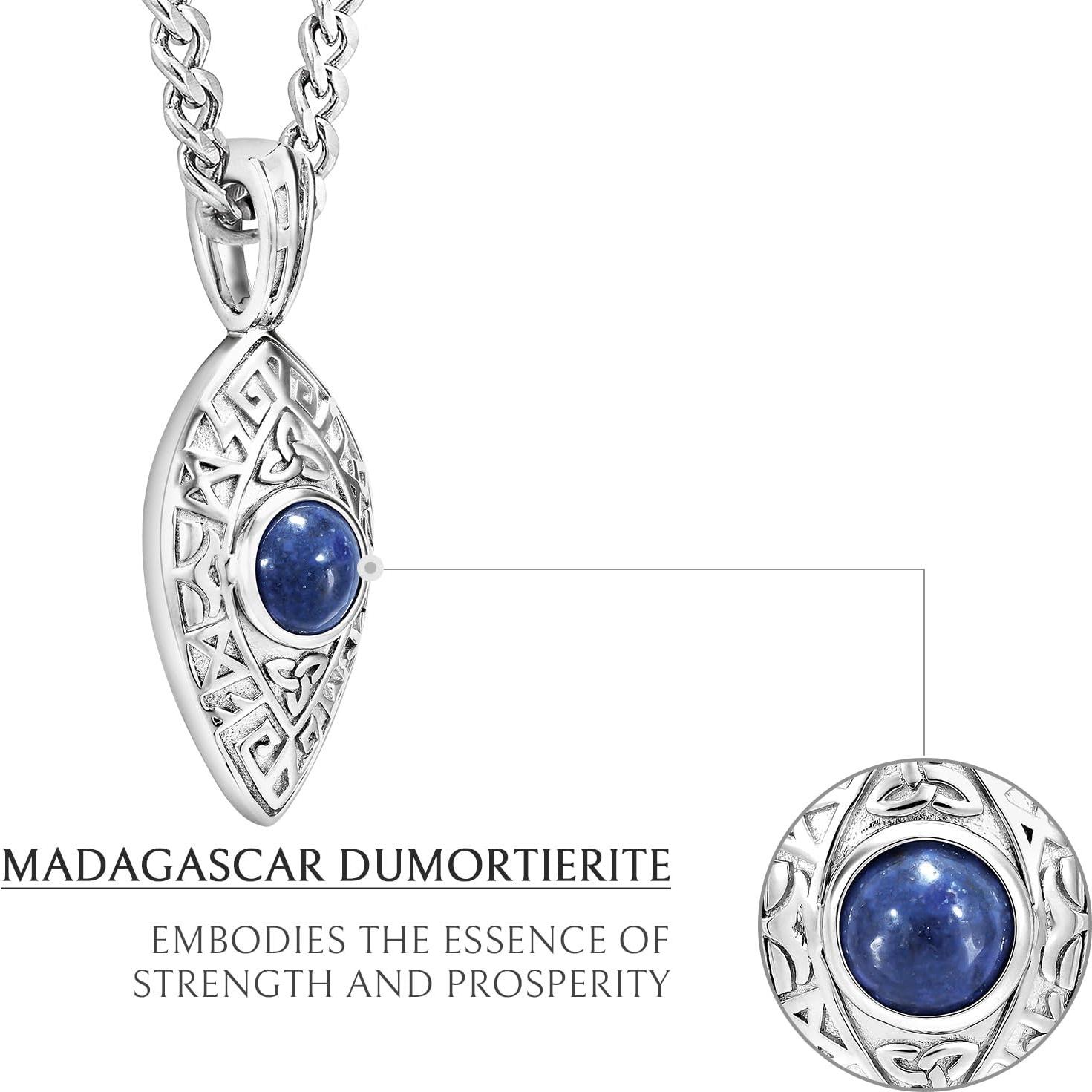 Collar de Bola Móvil Dumortierita AWNL en Plata de Ley 61 cm