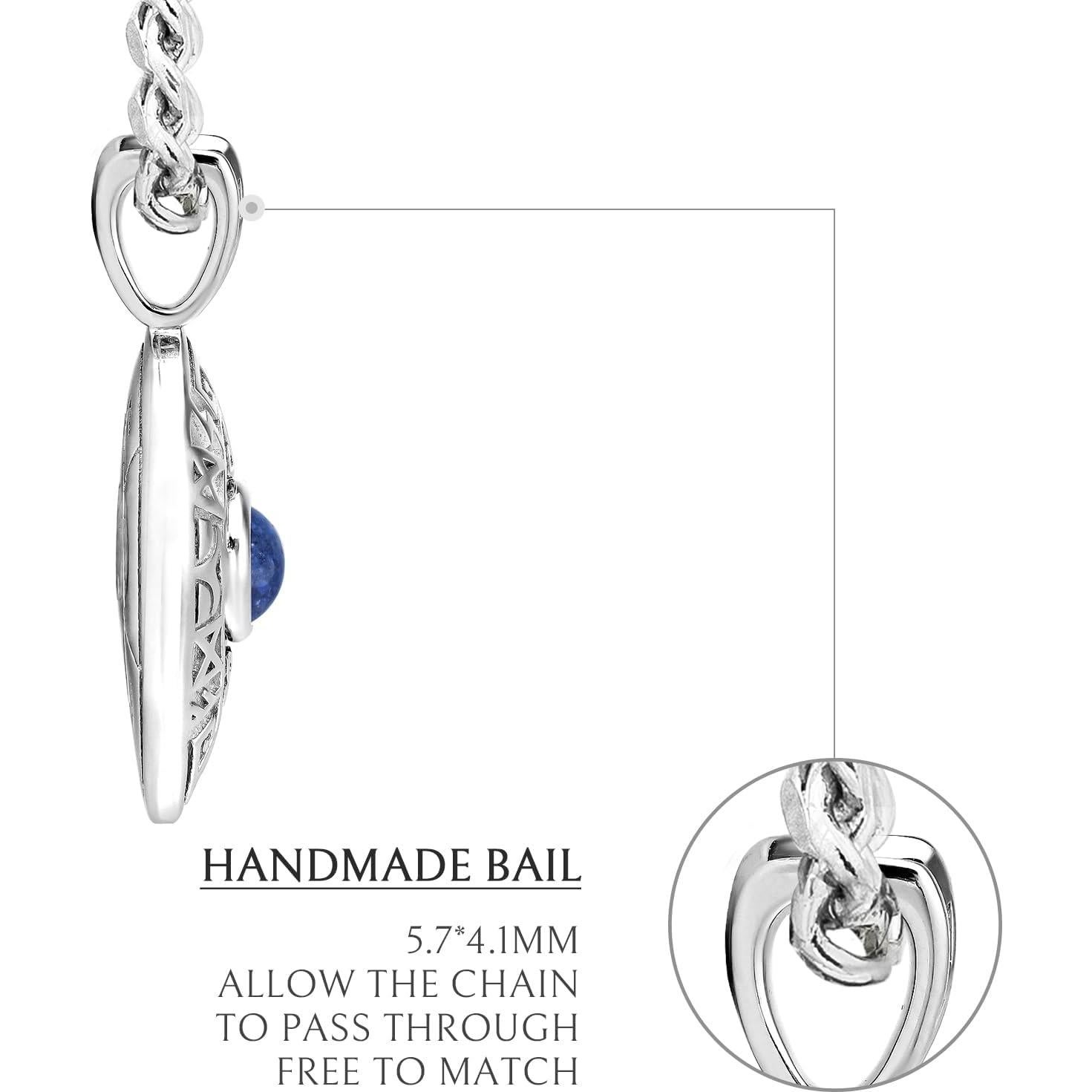 Collar de Bola Móvil Dumortierita AWNL en Plata de Ley 61 cm