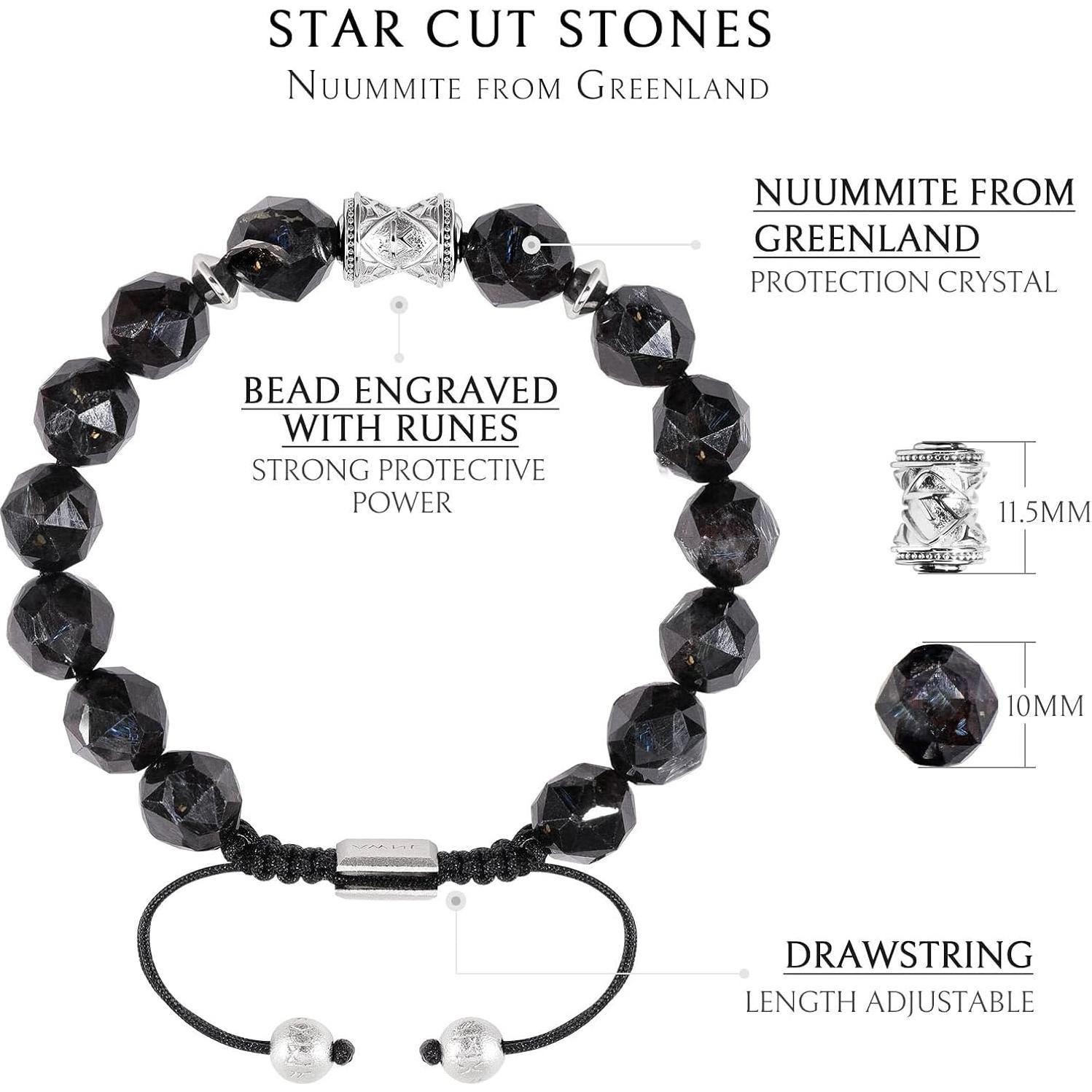 Pulsera de cuentas de Nuummite AWNL con charm de plata 19.1cm