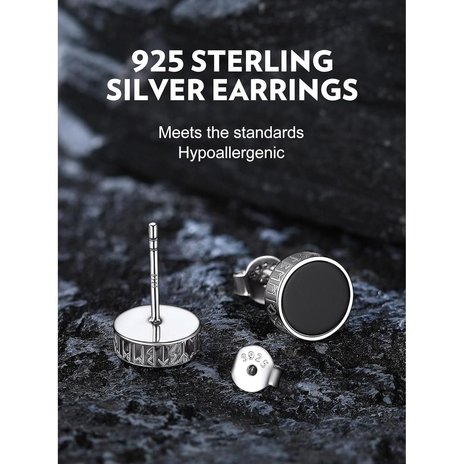 Pendientes de Ónix Negro y Plata 925 Bandmax para Hombres