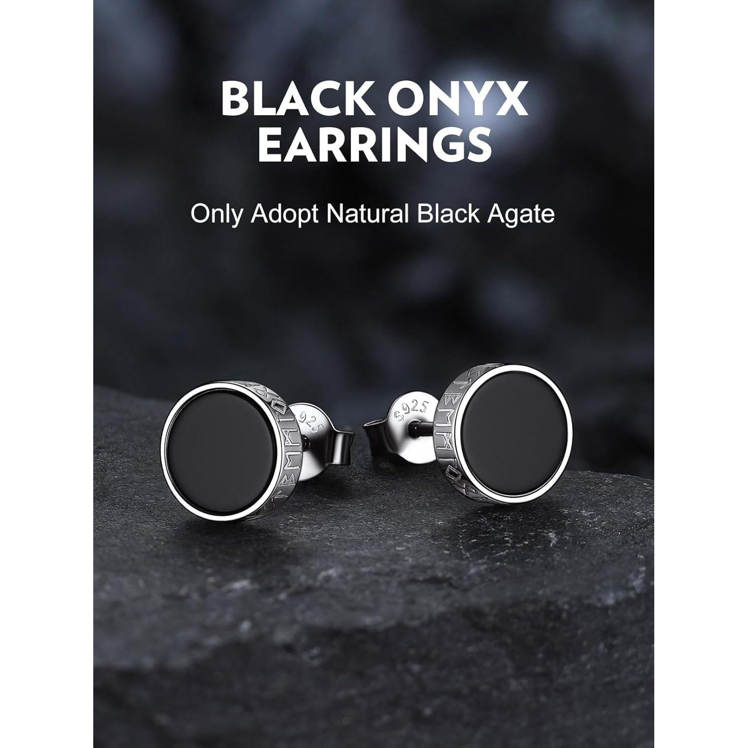 Pendientes de Ónix Negro y Plata 925 Bandmax para Hombres