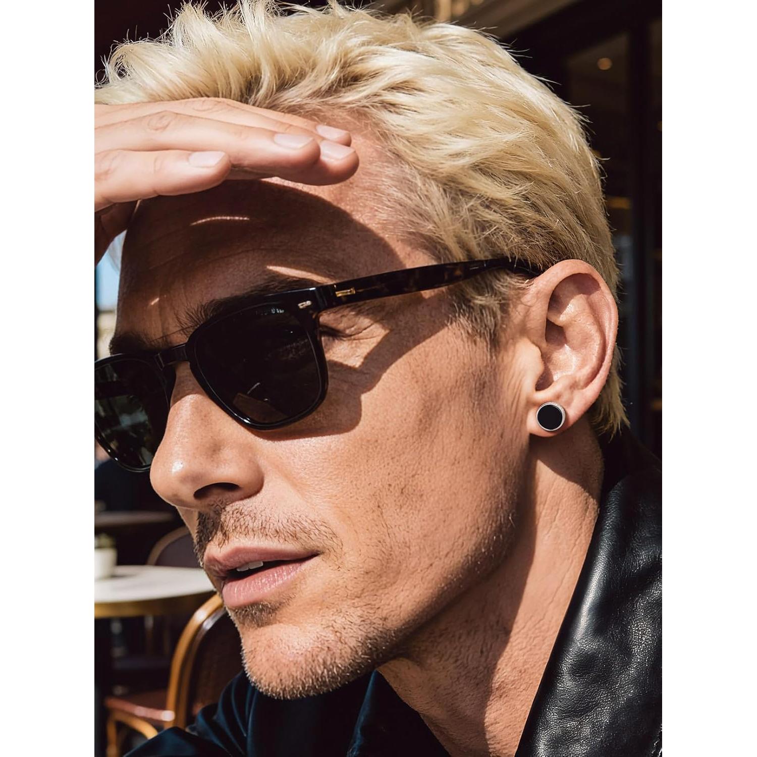 Pendientes de Ónix Negro y Plata 925 Bandmax para Hombres