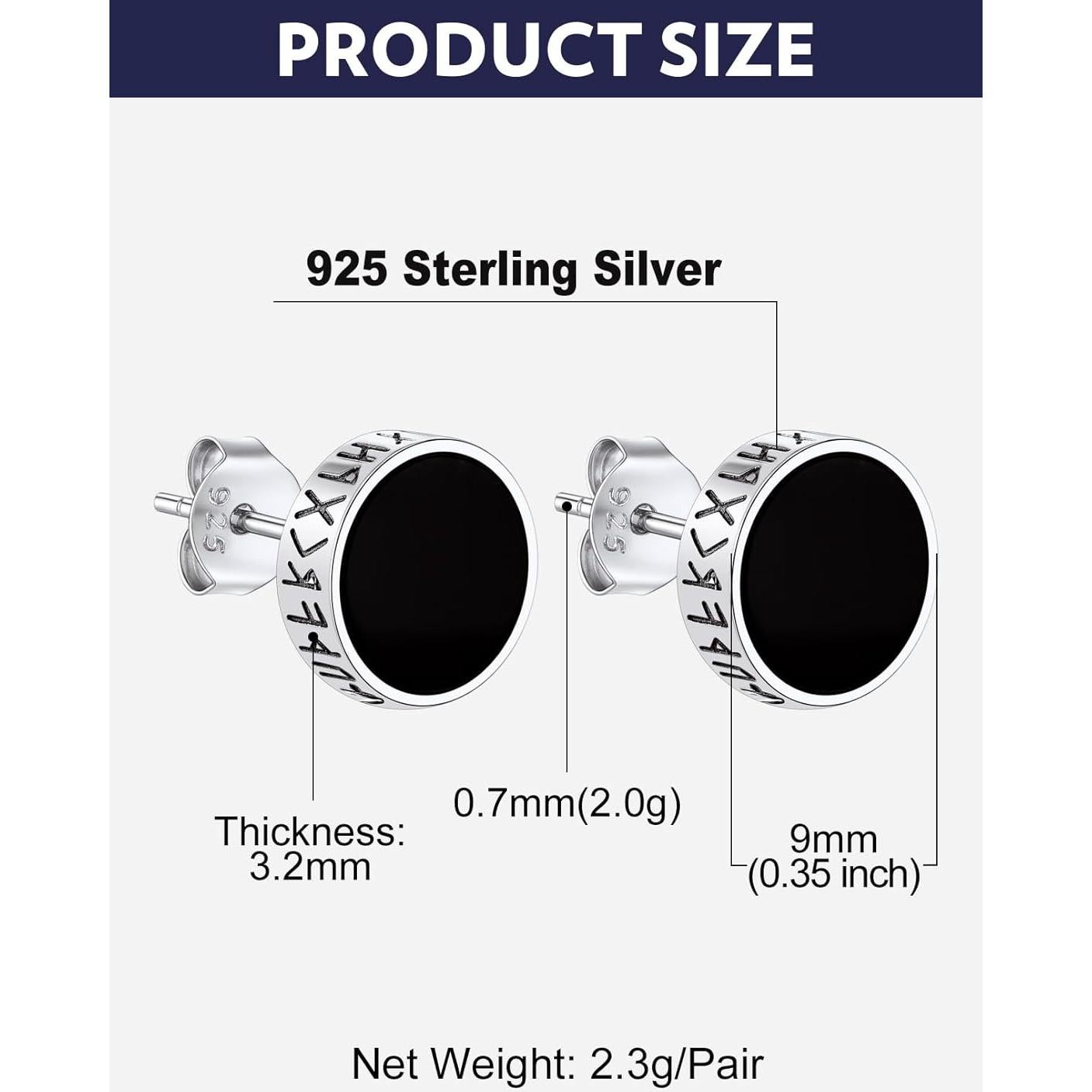 Pendientes de Ónix Negro y Plata 925 Bandmax para Hombres