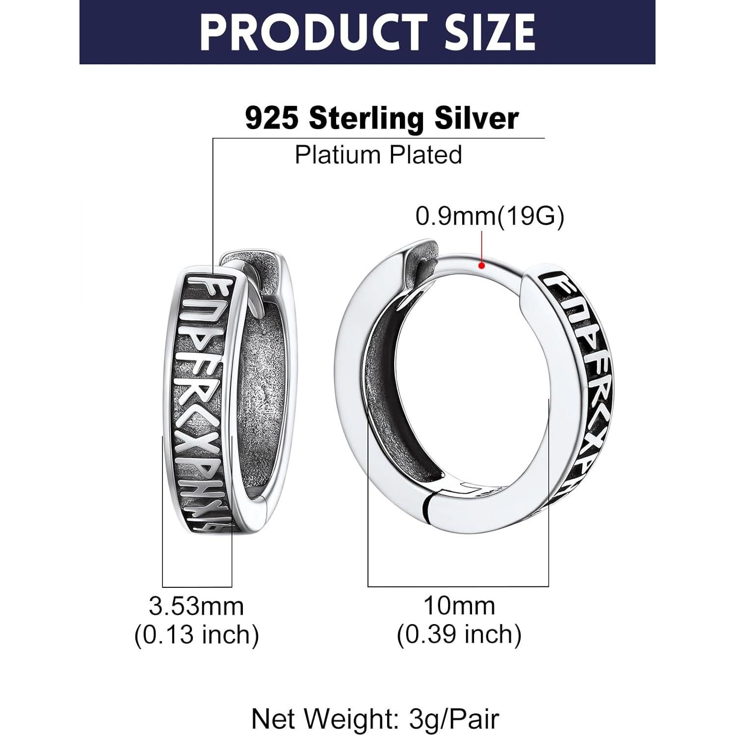 Pendientes Huggie de Plata 925 Bandmax 10mm Hipoalergénicos