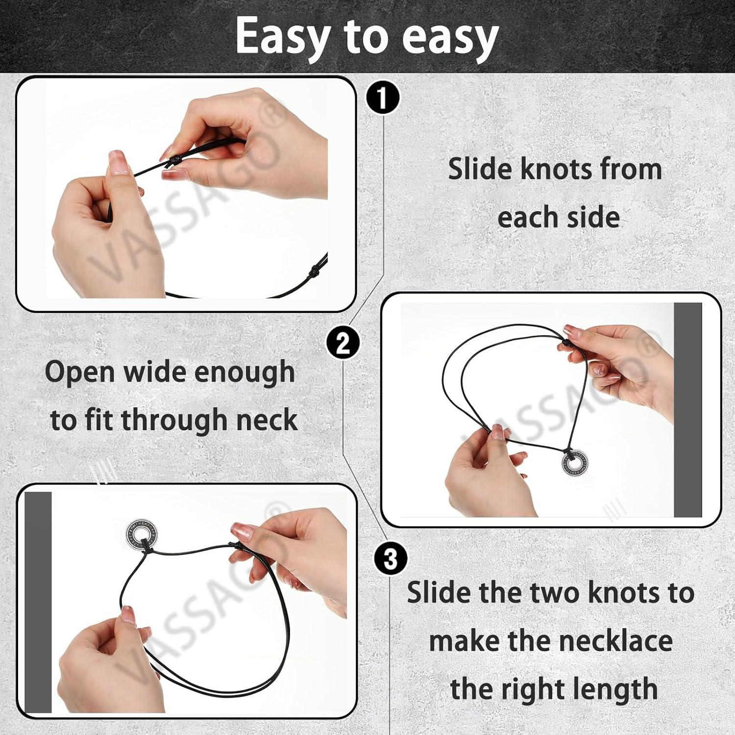 Collar Vikingo VASSAGO de Acero Inoxidable y Cuero Ajustable