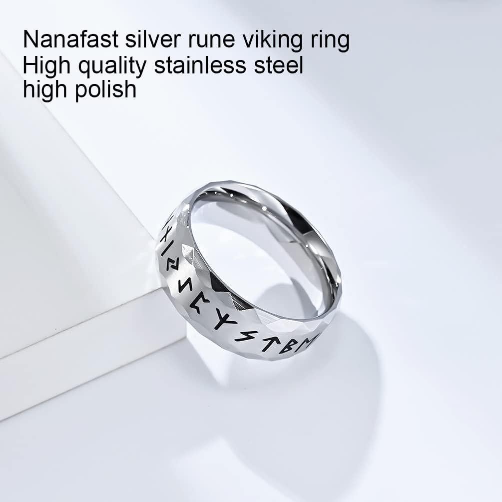 Anillo Vikingo de Acero Inoxidable 8mm con Runas Nórdicas